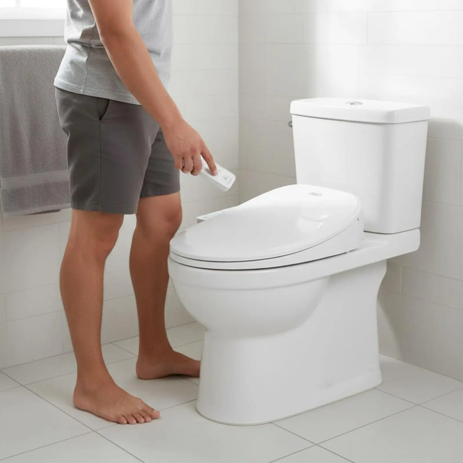 Bidet Toilet Seat Temperature Control Heated Bidet Toilet Bathroom Fixture Self-Cleaning Nozzle Autolift Lid view 6
