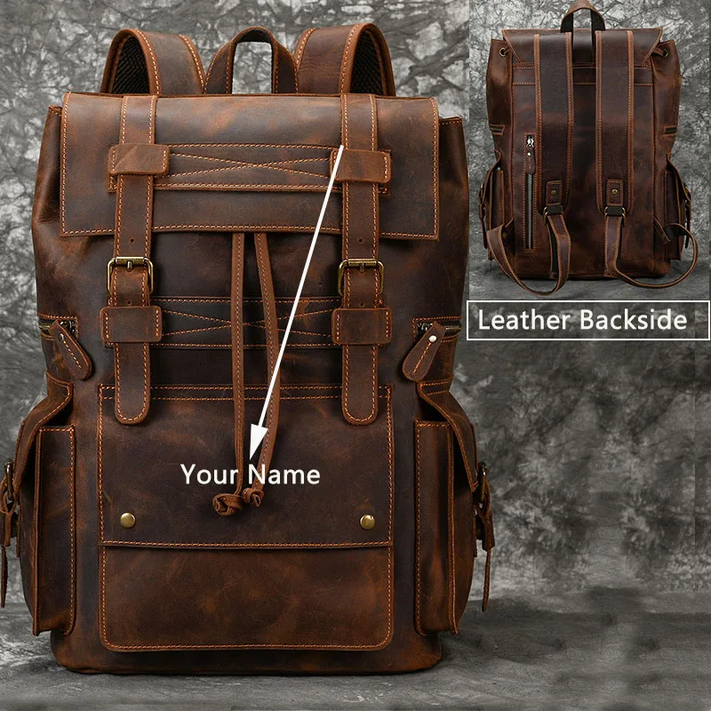 バッグ confect LARGE DAYPACK LEATHER BOTTOM Luufan Big Capacity Men Backpack Genuine Leather 17 inch Laptop