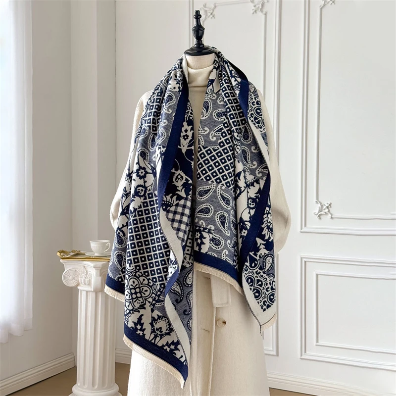 

2025 Winter Cashmere Scarf for Women Luxury Warm Shawl Paisley Print Windproof Cape Pashmina Handerchief designer Female Scarf