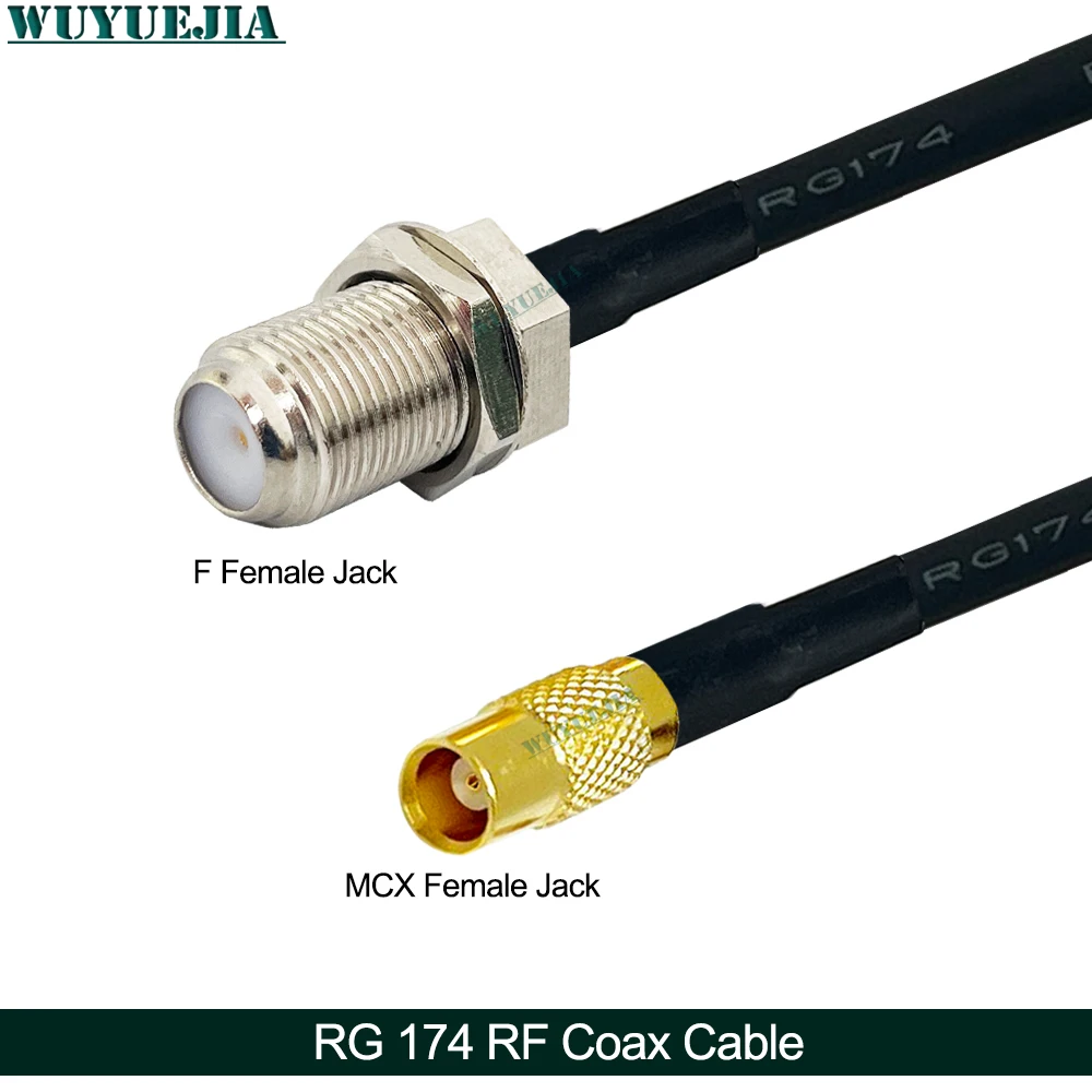 MCX ذكر التوصيل الزاوية اليمنى إلى F ذكر أنثى مهايئ الرافعة 50 أوم RF كابل محوري RG-174 للتلفزيون الرقمي واستقبال الفيديو #3