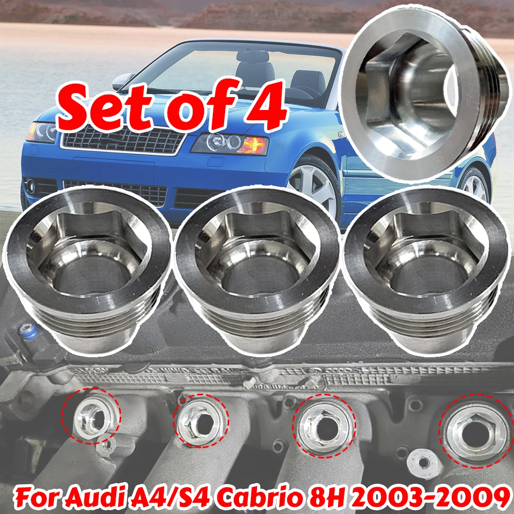 

4Pcs Fuel Injector Insert Set For Audi A4 S4 Cabrio 8H New Upgrade Aluminum Cup Seat 06B133555H 06B133555D Car Replacement Parts