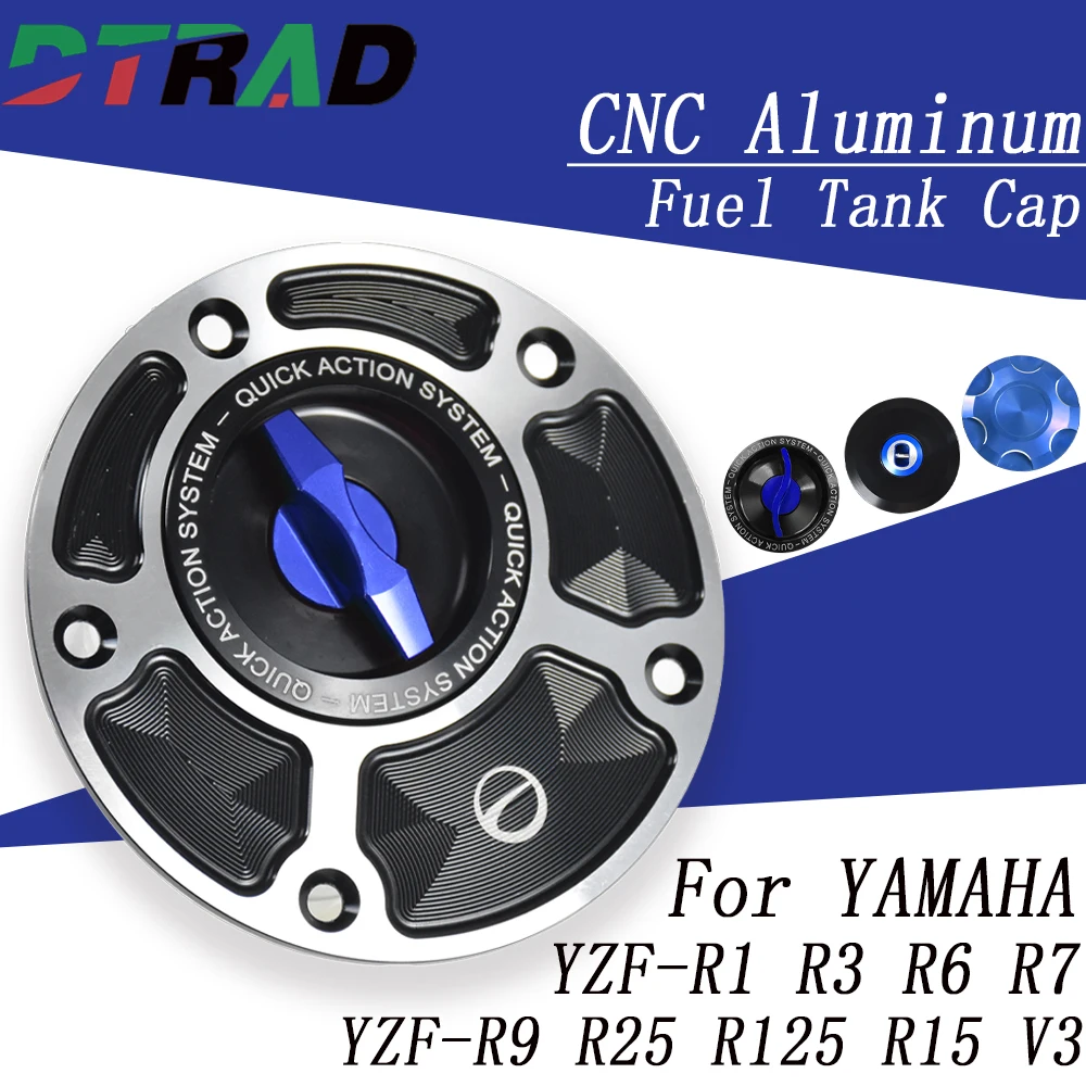 CNC Quick Gas Keyless Fuel Tank Cap For YAMAHA R1 R6 R3 R7 R9 2025 YZF-R125 R15 R25 Motorcycle Gas oline Plug Airbox Cover