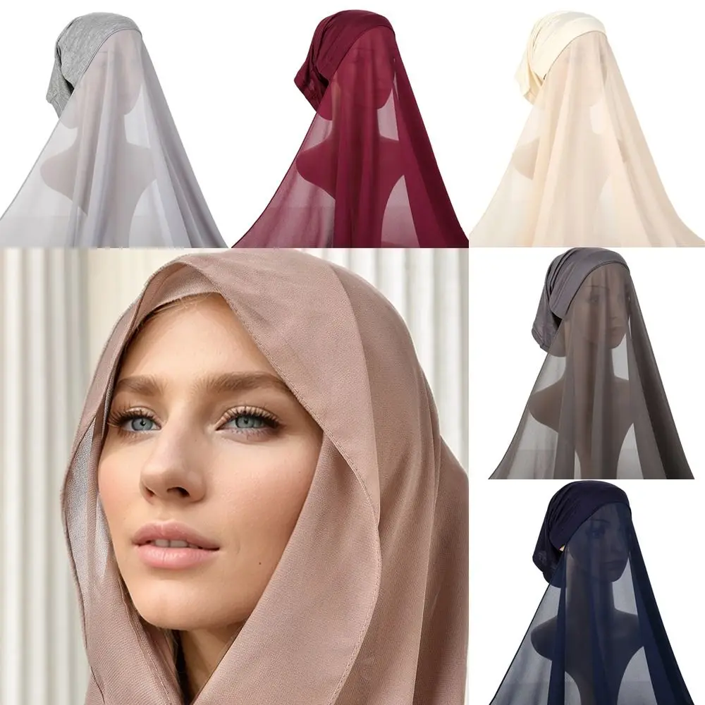 

Модная эластичная повязка на голову для мусульманских женщин, капот, однотонная шифоновая шаль из модала, удобная повязка на голову, тюрбан, исламский внутренний шарф