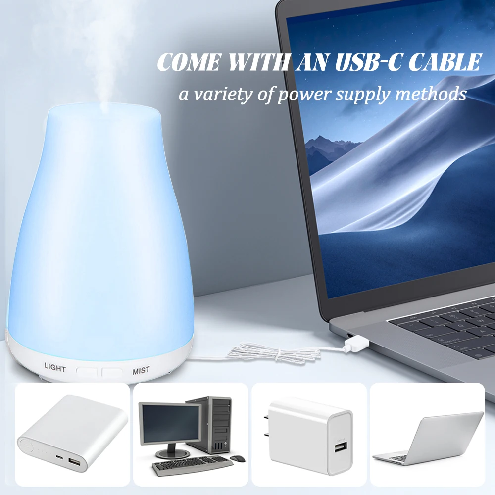 Aromatherapy diffuser Humidifier Aromatherapy essential oil air freshener Bedroom living room remote control 7-color night light