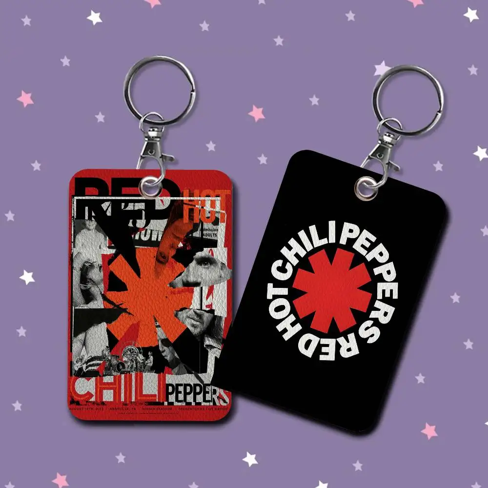 شعبية روك باند R-Red Hot C-Chili P-Peppers Style PU حامل بطاقة الوصول مع سلسلة المفاتيح - الحماية التنفيذية لبطاقة البنك #2