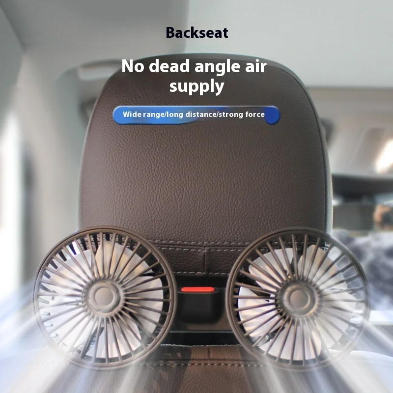 

Car Seat Back Cooling Fan USB Charge Dual Head Fan 360 Degree Rotation Portable Cooler 3-Speed Super Wind Car Accessories