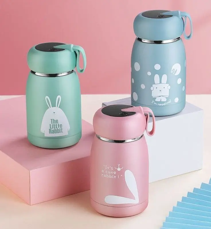 Magic Rabbit 320ML Thermos Water Bottles Vacuum Flask for Kids Girls 304 Stainless Steel Smart Temperature Display Drink Bottle