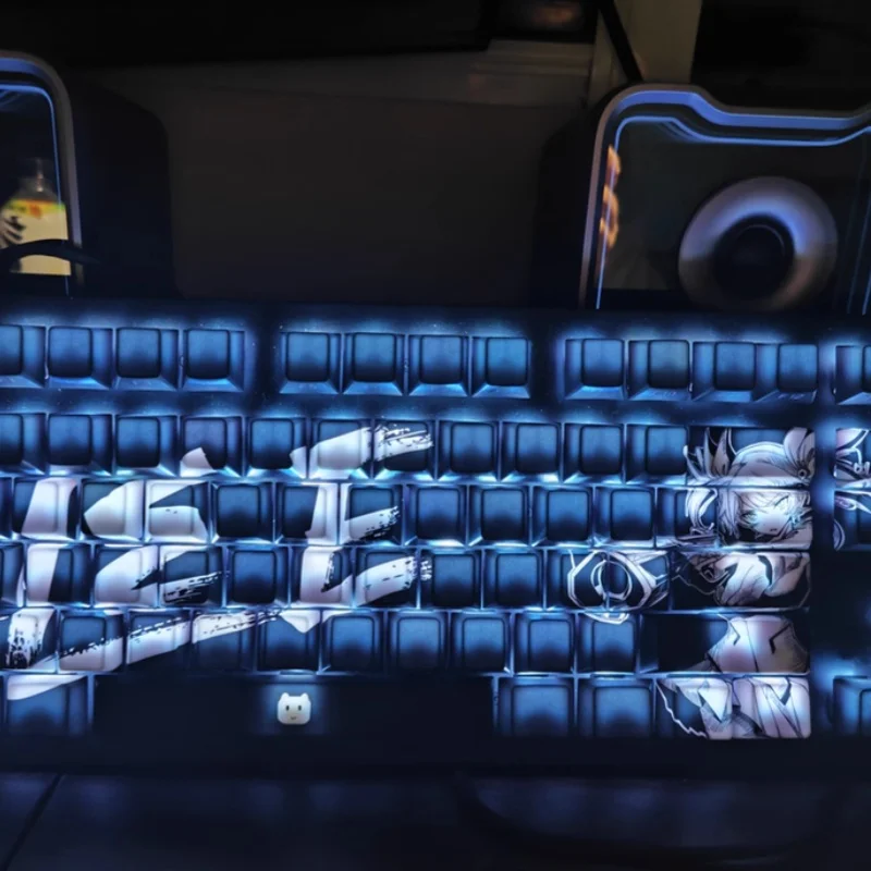 Gamer Alee keycap side engraved translucent PC keycap 95 key pbt material added 60/68/75/87 series mechanical keyboard keycap