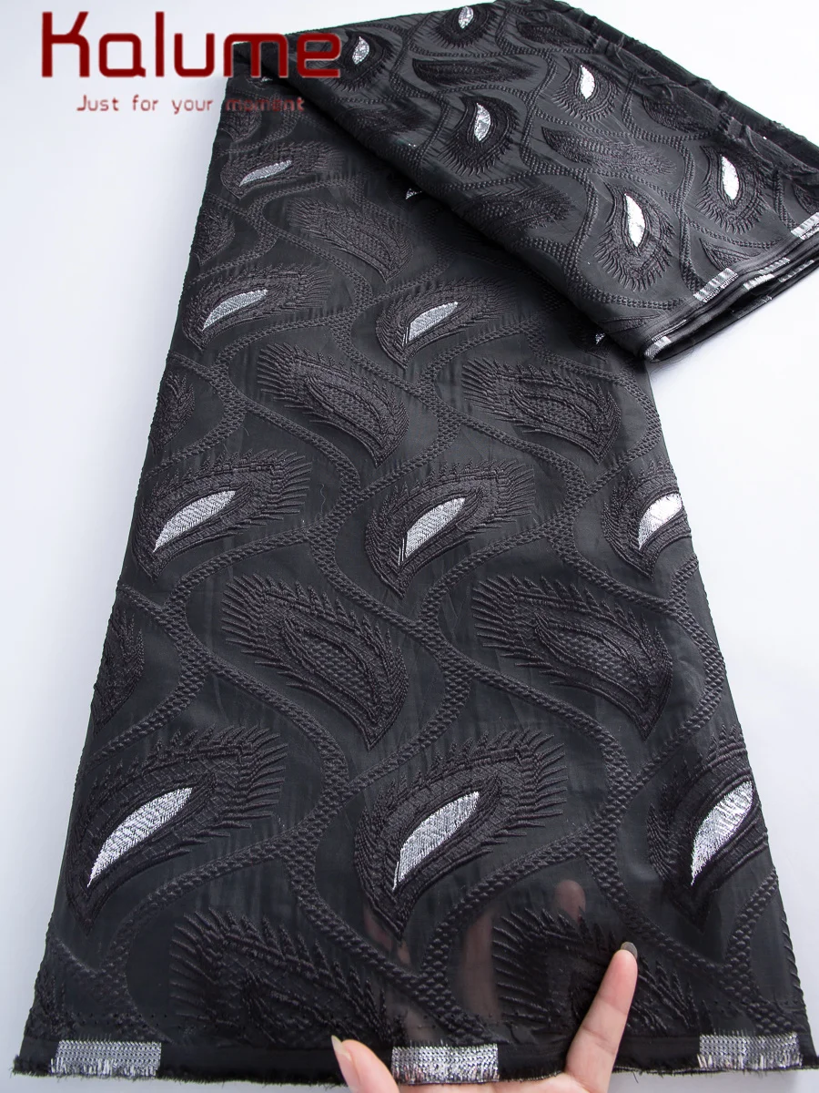 

Kalume African Tulle Lace Fabric Satin 5 Yards 2025 High Quality Nigerian Brocade Jacquard Lace For Sewing Dress Cloth F2485