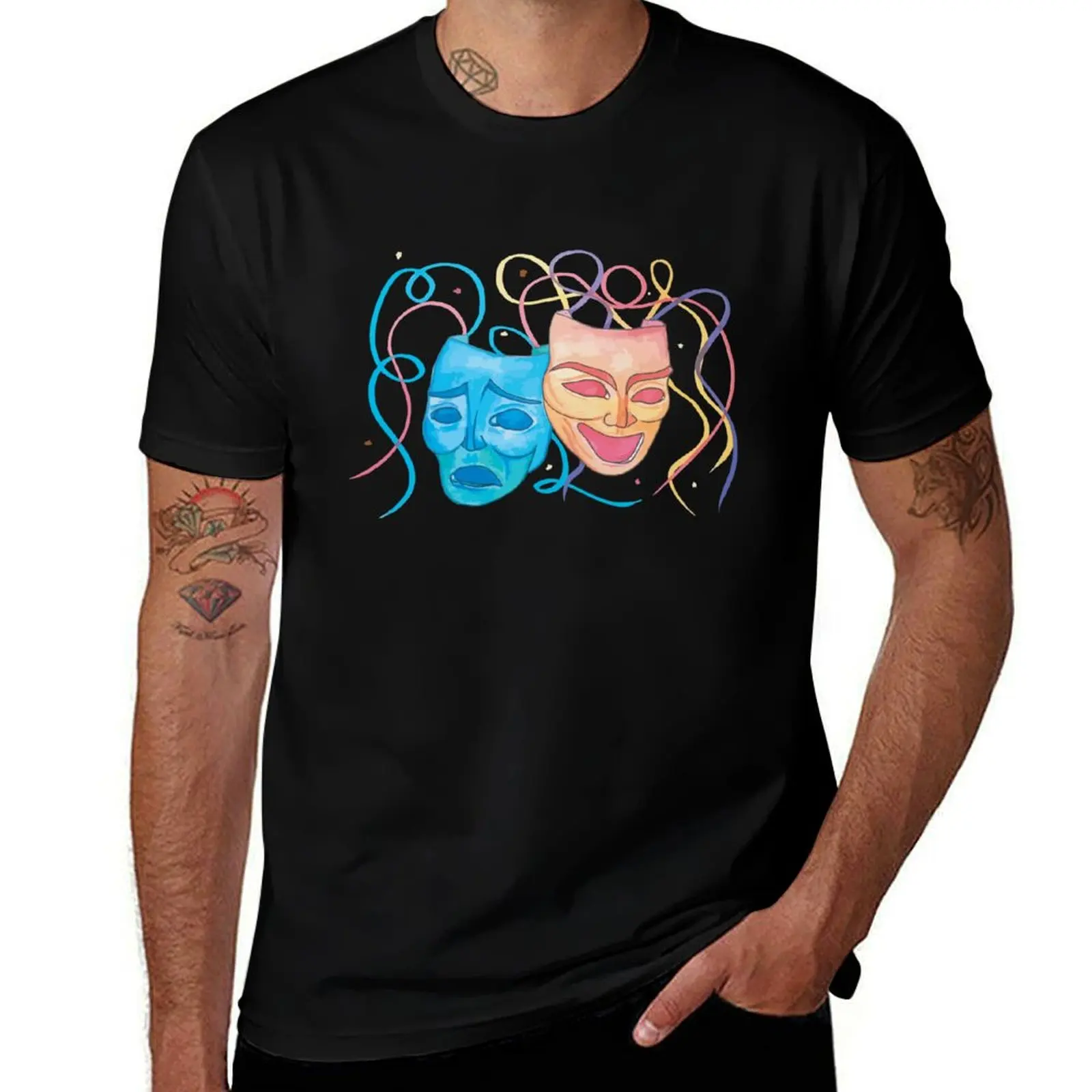 comedy tragedy masks T-Shirt Industrial Work Tee Shirt