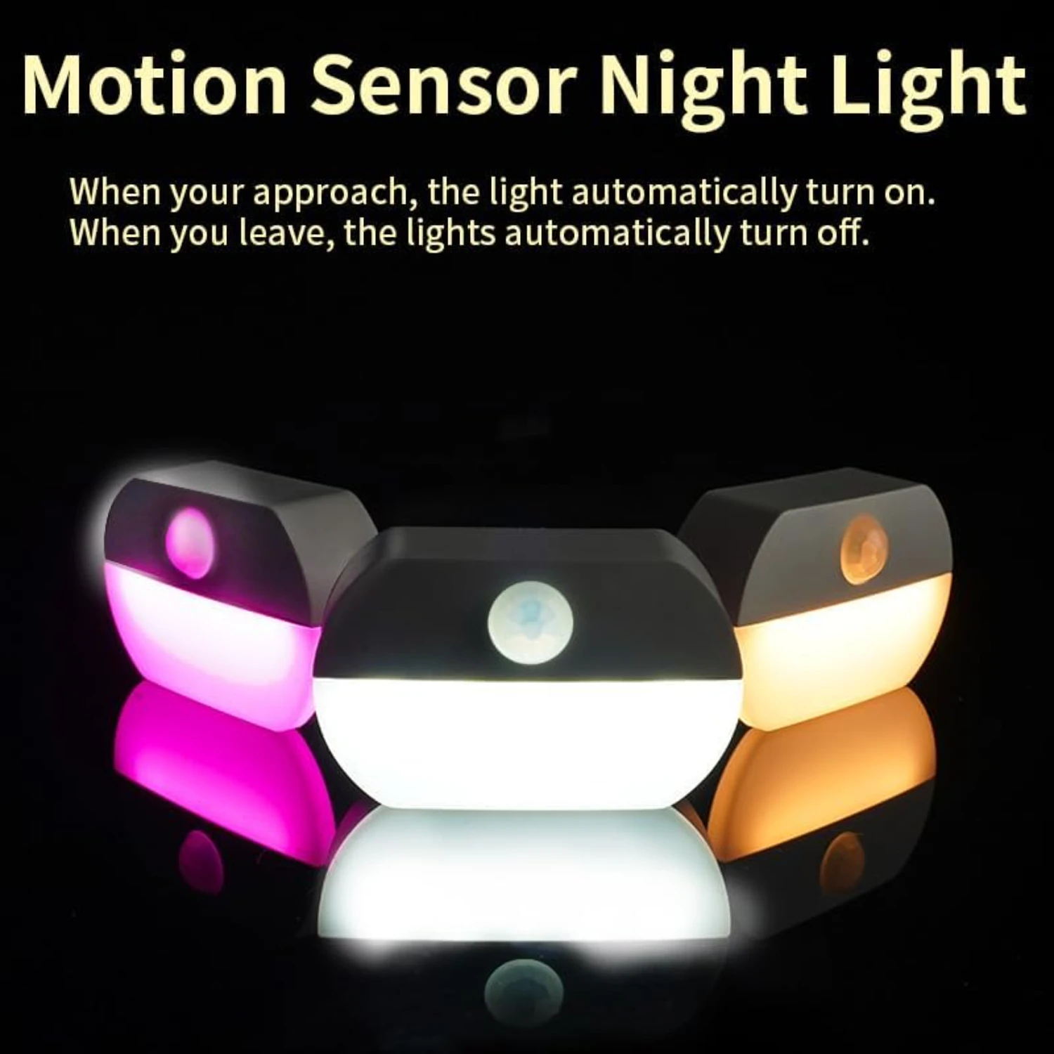 Convenient and Stylish Set of 6 Wireless Motion Sensor LED Night Lights for Maximum Safety and Convenience - Practical Stick-Any