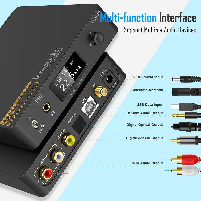 1Mii DS600 Hi-Res AUDIO HiFi DSD Headphone Amplifier + Equalizer, USB DAC