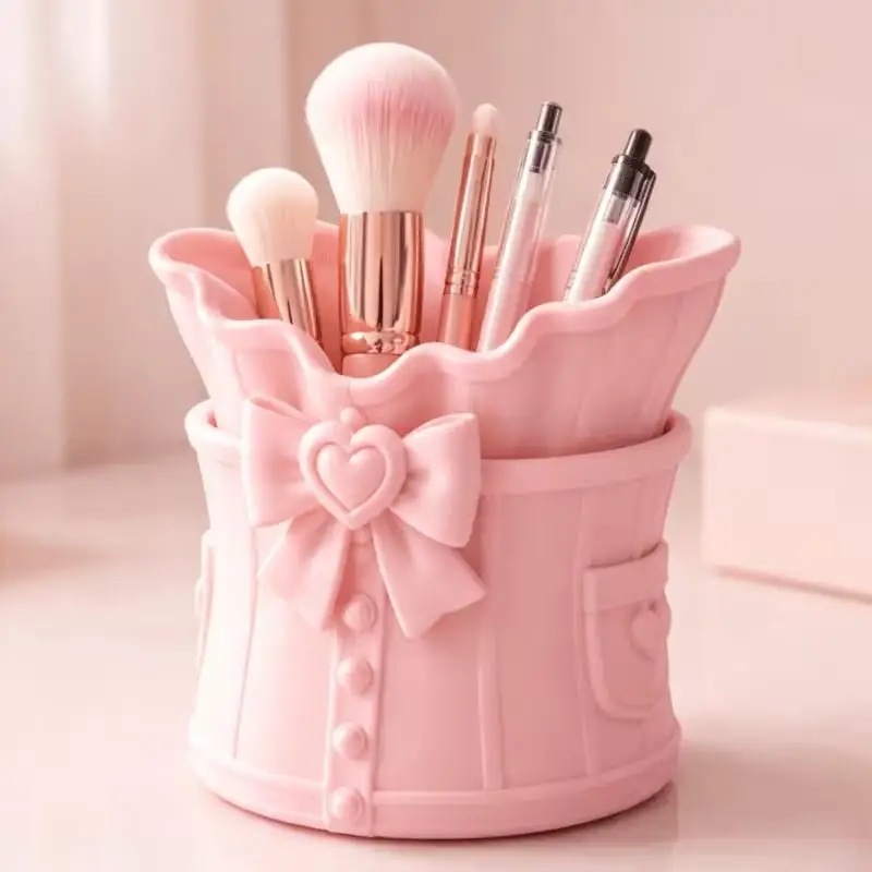 3D Printed Makeup Brush Holder Cute Bow Design Non-toxic Eco PLA Multifunctional Cosmetic Tool Storage Rack