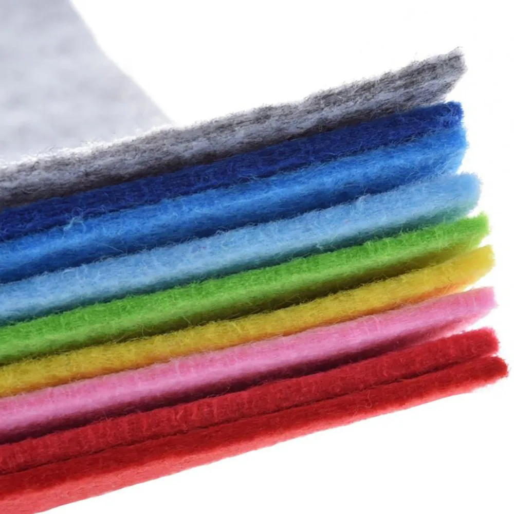 Chainho,Polyester Nonwoven Felt Fabric,Thickness 2mm,DIY Sewing Material Dolls/Toys/Crafts ,Solid Color Series,9 Pieces,30x30cm