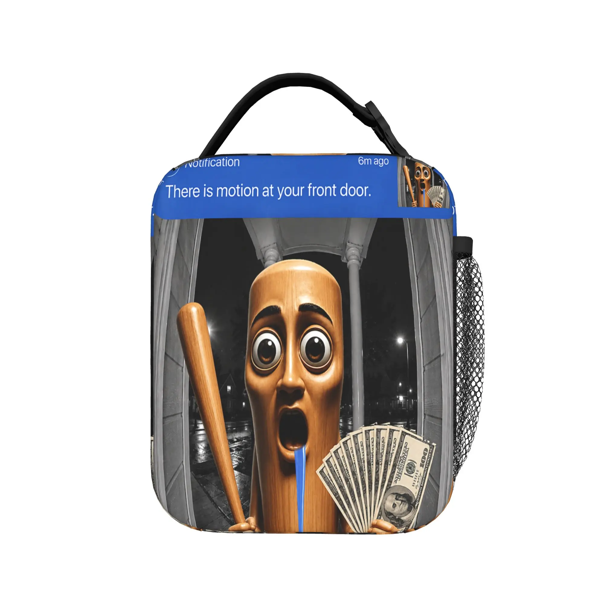 There is Motion at Your Front Tung Tung Sahur Drooling Money Lunch Bag Lunch Box Child Picnic Cooler Bag Print Tote Food Bags