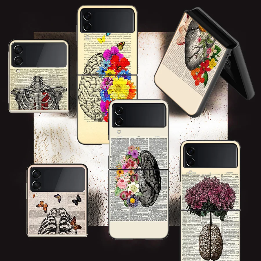 Medical Human Organs Brain Meridian Kidney Phone For Samsung Galaxy Z Flip 5 4 5G Case Luxury Cover Z Flip 6 3 5G Black Cases Sh