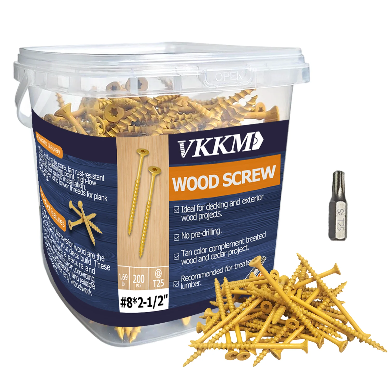 

VKKM#8#9 Yellow Plum Blossom Groove Wood Screws, Suitable for Outdoor Construction, DIY Handicrafts, Etc.