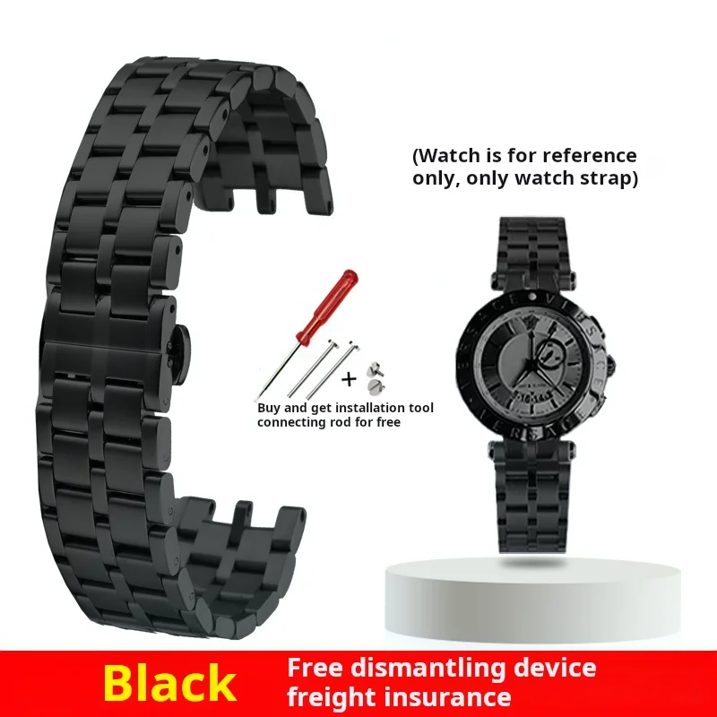 

For Versace Steel watch strap v-race Dual series bracelet dedicated double concave men's solid stainless steel metal watchbands