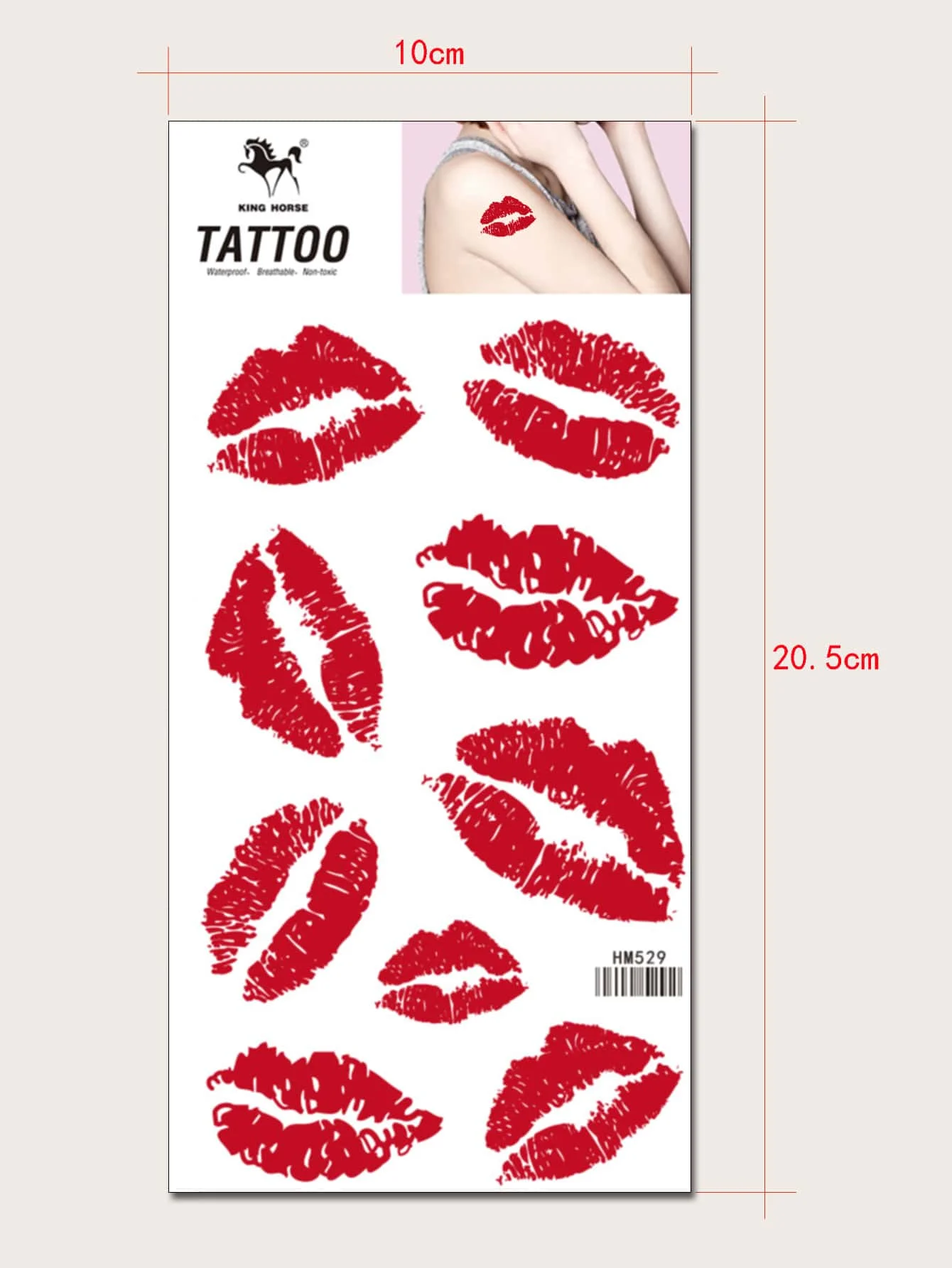 ملصق وشم، ورقة واحدة من الوشم المؤقت بنمط الشفاه للنساء، ملصقات وشم، للرجال والنساء والفتيات