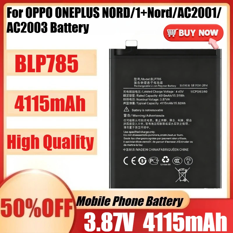 

Новый аккумулятор BLP785 высокого качества BLP785 для OPPO ONEPLUS NORD/1 + Nord/AC2001/AC2003, сменные аккумуляторы + инструменты