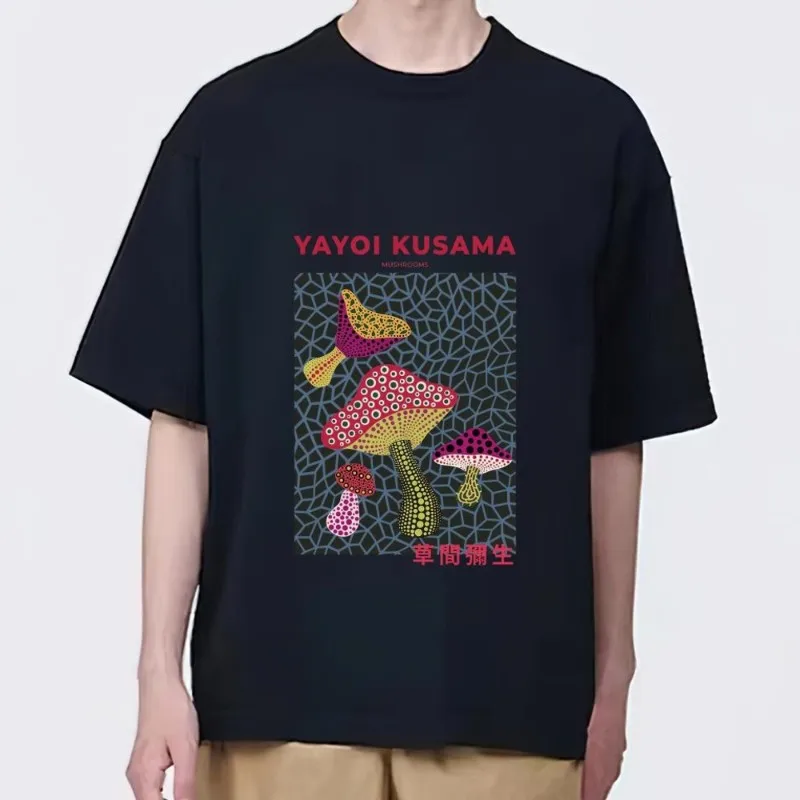 Yayoi Kusama Art T Shirt Women Couple Combination Clothes Short Sleeve Collar Fashion Man Cotton