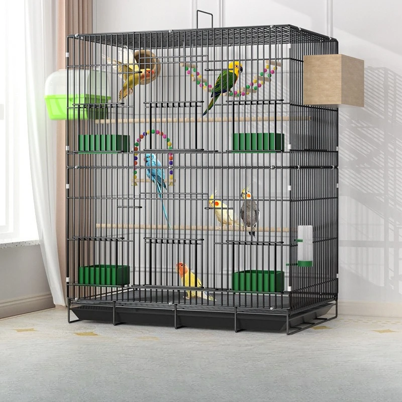 

Большая многоуровневая клетка для попугаев, двухъярусная роскошная вилла, игровая площадка, корелла, волнистый попугайчик, авиационный легко чистящийся съемный поднос