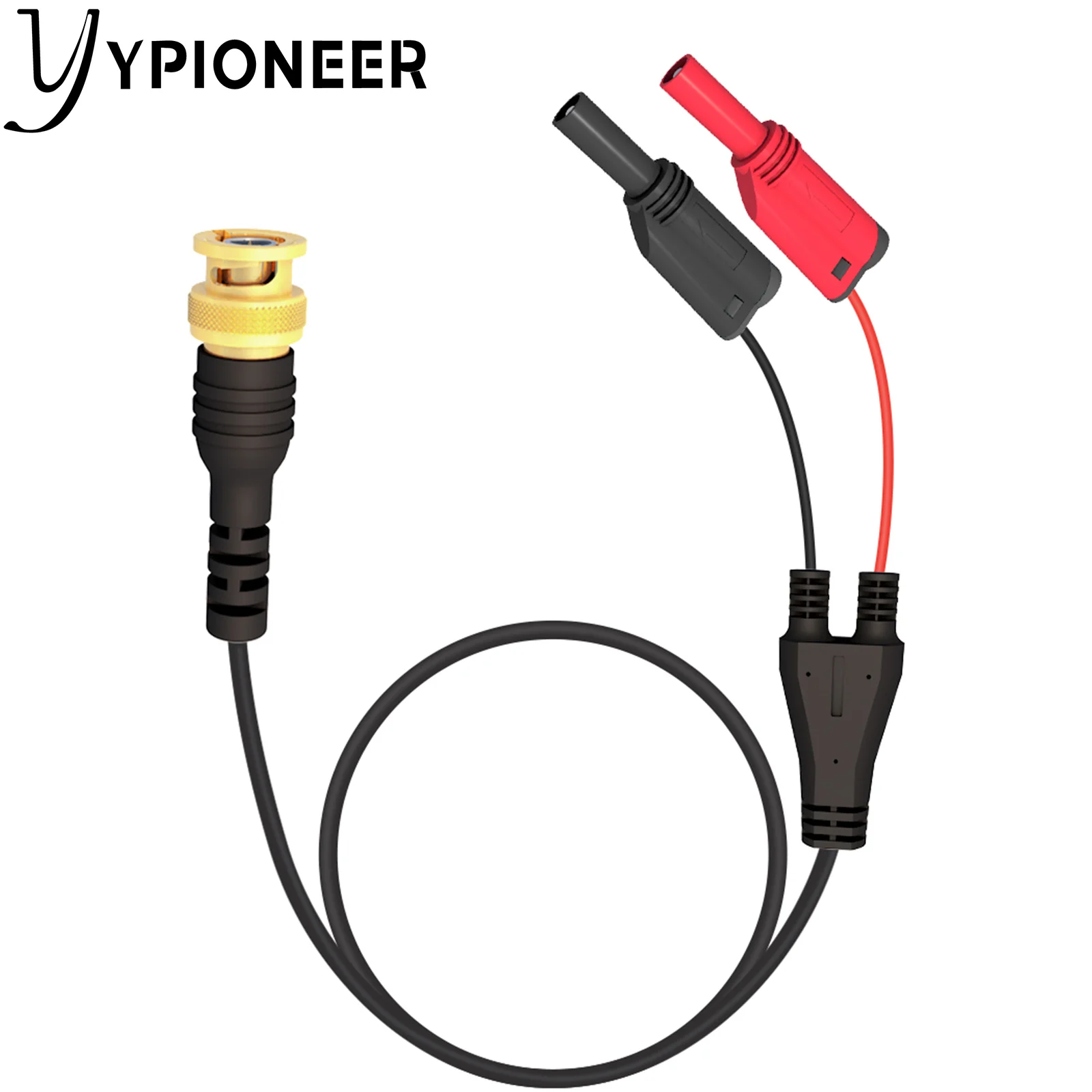Ypioneer p1064 bnc teste chumbo cobre banhado a ouro bnc macho para dupla segurança 4mm banana macho plugues totalmente isolado empilhável envolto