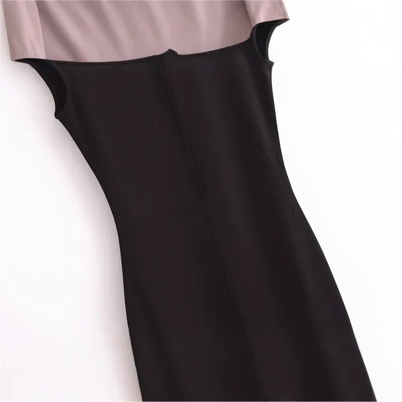 여름 간단한 솔리드 컬러 여성 오피스 드레스 패션 라운드 넥 여성 민소매 긴 드레스