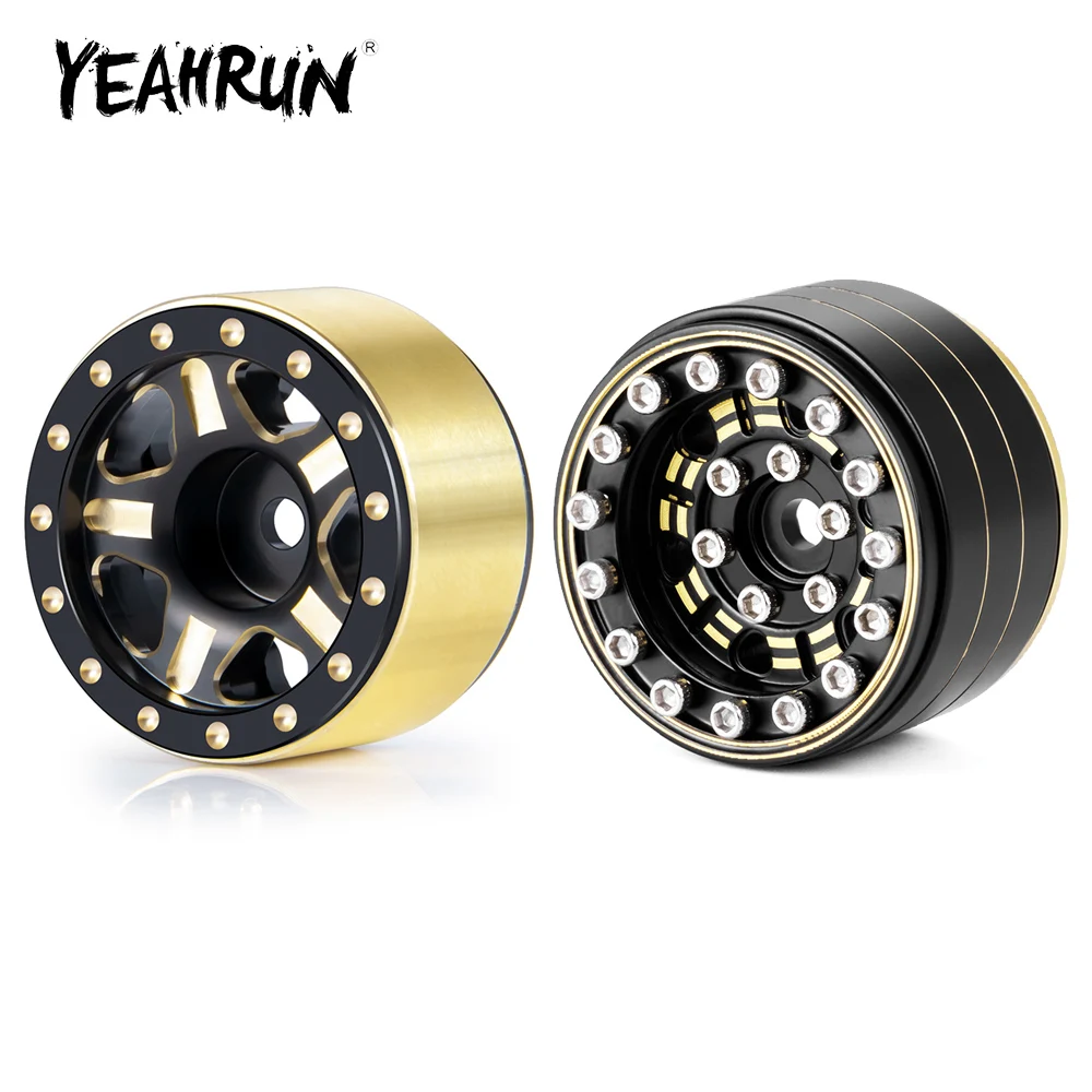 

YEAHRUN Heavy Duty 4Pcs Brass Beadlock Wheel Rims for TRX-4M 1/18 Axial SCX24 1/24 RC Crawler Car Truck Model Upgrade Parts