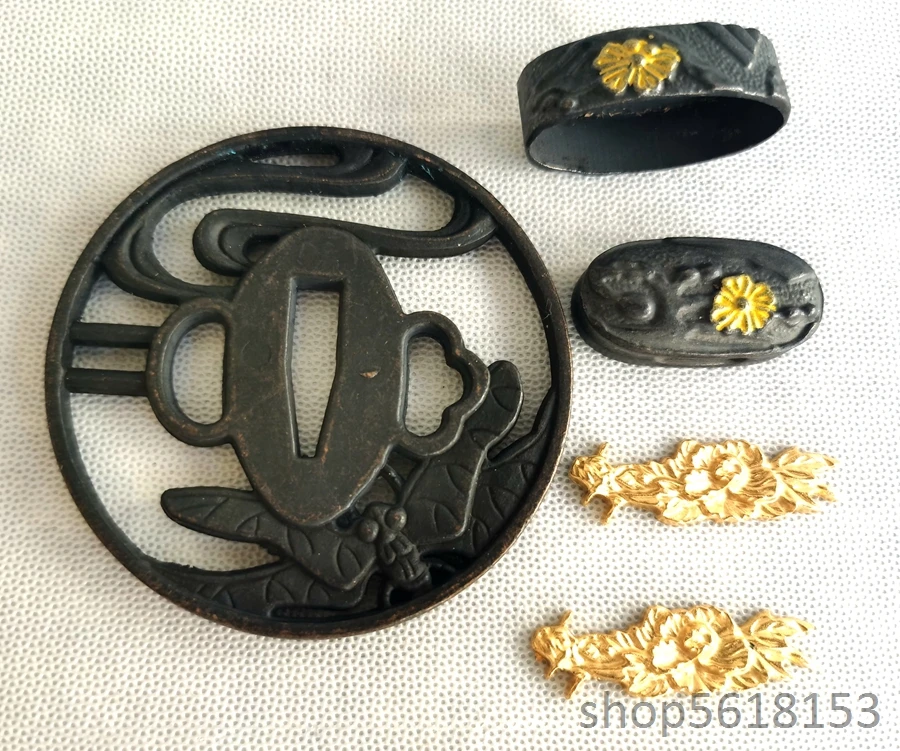 Alloy Dragonfly tsuba fuchi Menuki for Japanese sword katana wakizashi tanto