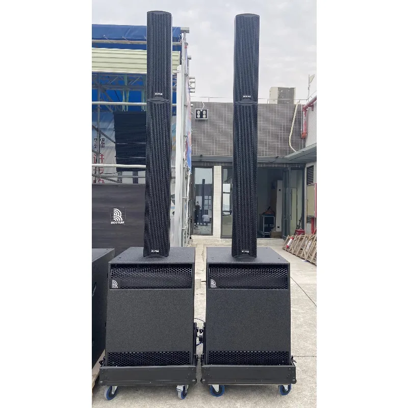 3-Way Outdoor PA Column Array Speaker Set With 18 Inch Active DSP Amplifier Subwoofer Professional Stage Audio System