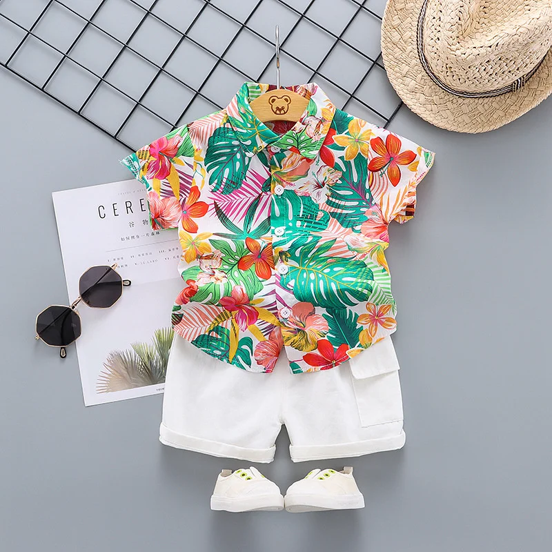 New Summer Baby Boys Clothes Suit Children Casual Printed Shirt Shorts 2Pcs/Sets Toddler Costume Infant Outfits Kids Tracksuits