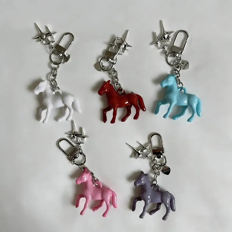 1Pcs Multi-Functional Bag Pendant Decoration Accessories Cute Acrylic Cartoon Animal Stereoscopic Small Horse Keychain For Wome