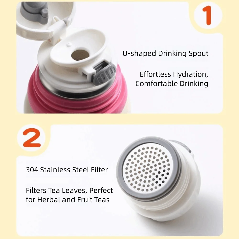 

High Quality 500ML Insulated Cup Portable Cute Cartoon Water Cup Fall Prevention Large Capacity Water Bottle