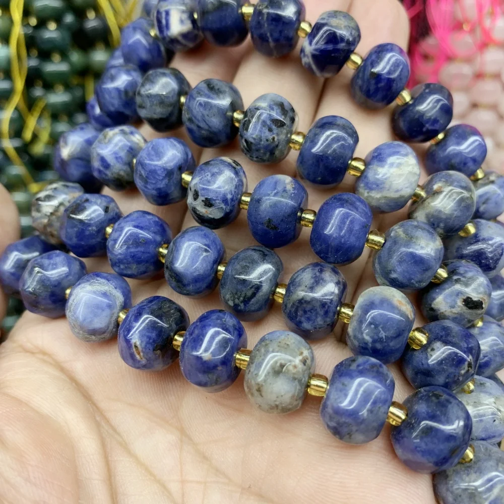 

Natrual 8mmx12mm Rose Quartz Abacus Faceted Sodalite Loose Rondelle Beads For DIY Jewelry Making Bracelet Earrings Findings 15''