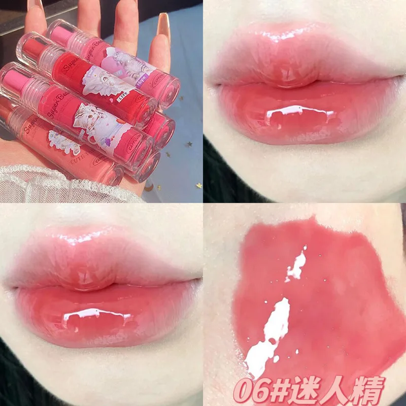 Brillo de labios de gelatina de cristal, lápiz labial líquido de agua hidratante de larga duración, maquillaje de tinte de labios Sexy, Cosméticos Coreanos