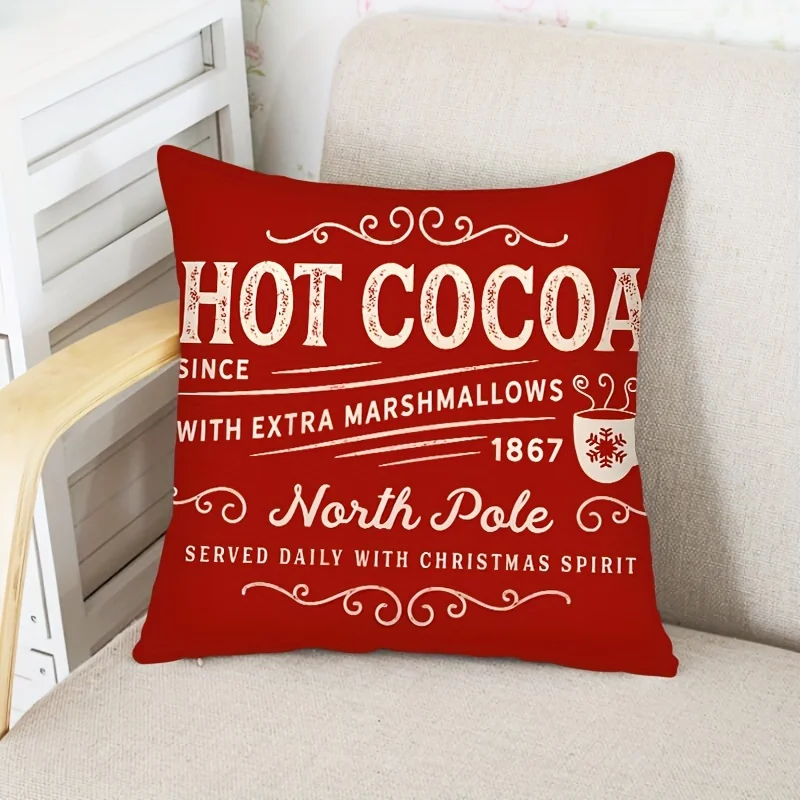 4pcs Christmas Decorative Pillow Covers – Indoor/Outdoor Winter Cushion Covers for Sofa, Loveseat & Armchair