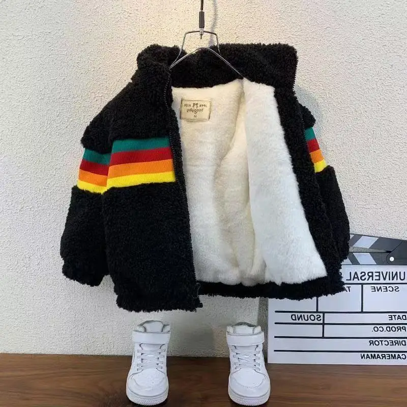 

Children's Jacket Autumn and Winter Warm Coat 2025 New Boys and Girls' Plush Thickened Cardigan Jacket 90-150CM