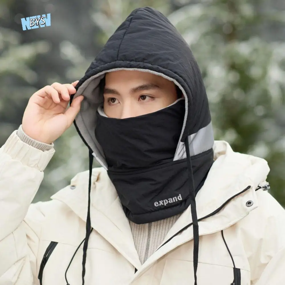 

Fashion Thickened Men 3 in 1 Cap Windproof Earflap Winter Neckerchief Soft Neck Warmer Mask Pullover Cap Fishing