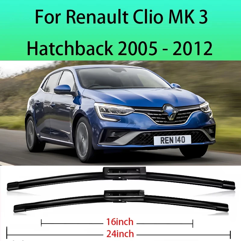 

Car Wiper Front Wiper Blades Set For Renault Clio MK 3 Hatchback 2005 - 2012 2011 2010 2009 Windshield Windscreen Window 24"+16"