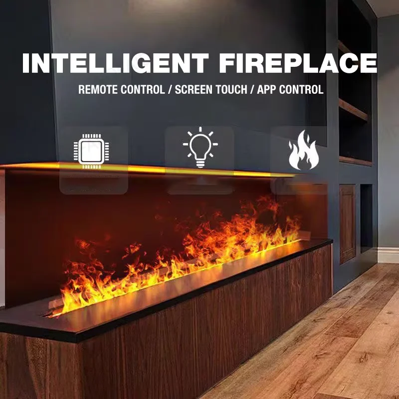 Chimenea de llama holográfica 3D, niebla de agua + luces RGB, fácil instalación, chimenea moderna para decoración del hogar, hace que la apariencia del hogar más cálida