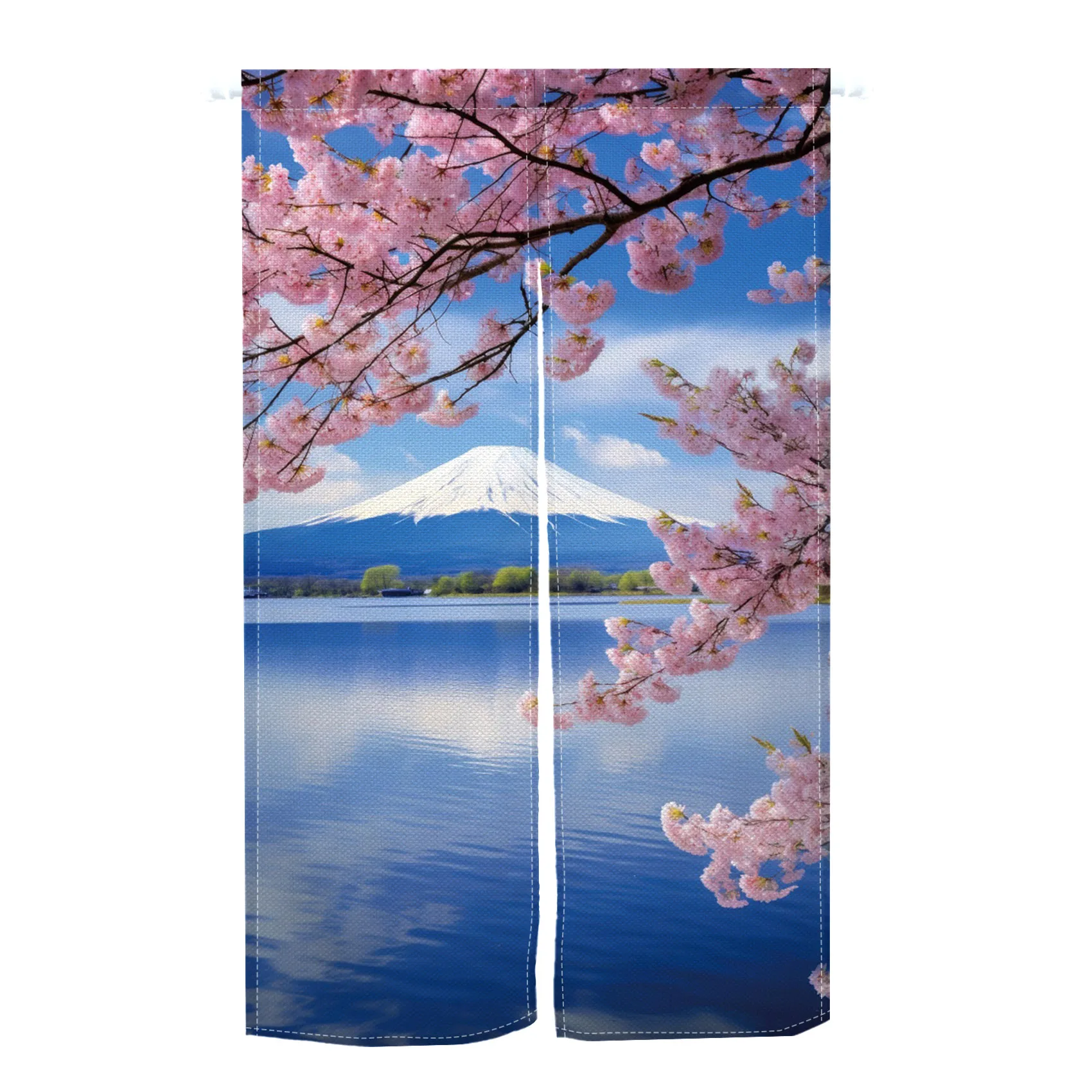 Pink Cherry Blossom Noren Door Curtains Japanese Mount Fuji Linen Doorway Curtain Kitchen Entrance Dining Room Partition Curtain