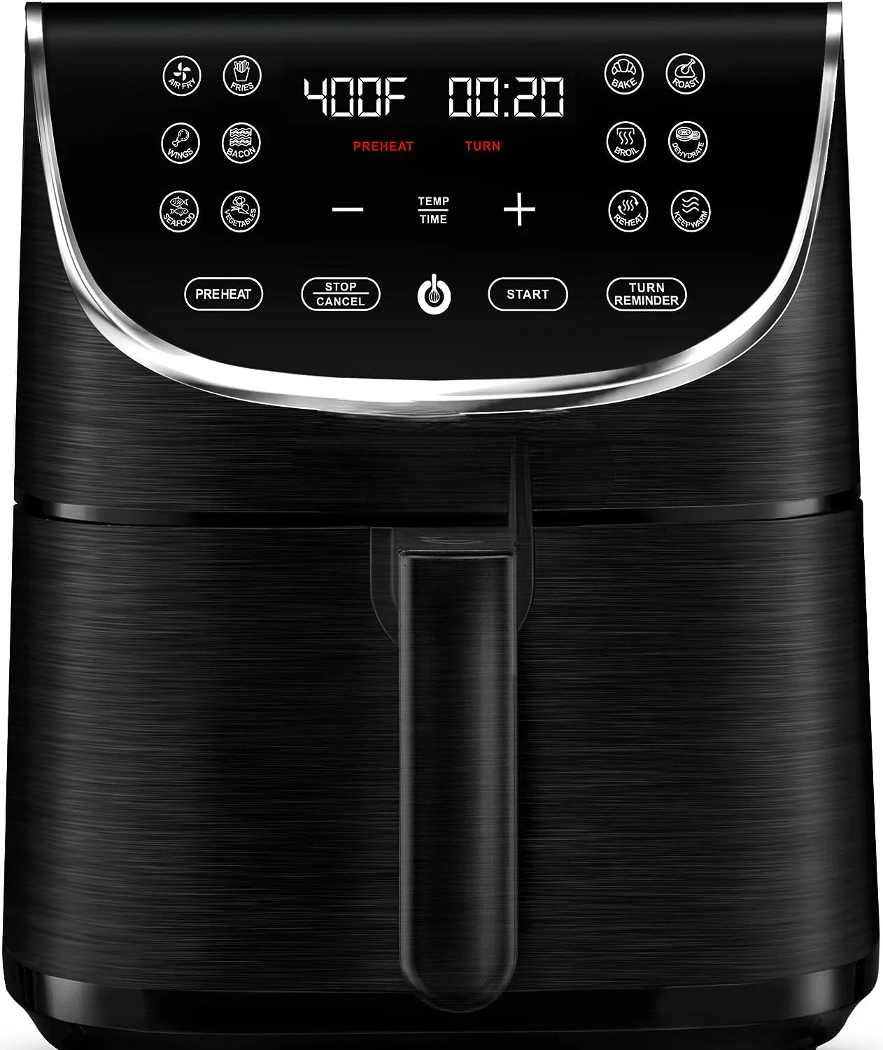 

Large 7 Quart Air Fryer Oven with Digital Display and 12 Touch Cooking Presets, Powerful 1700w XL AirFryer Cooker for Healthy Oi