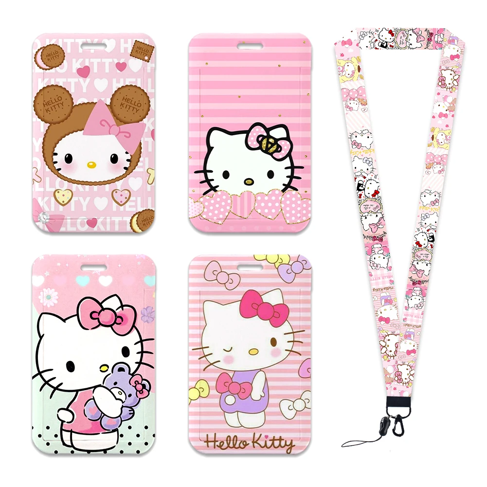 Sanrio Hello Kitty Bus Holders Keychain Cute ID Card Badge Work Card Bus Access Student Card Holder Keychains For Sale