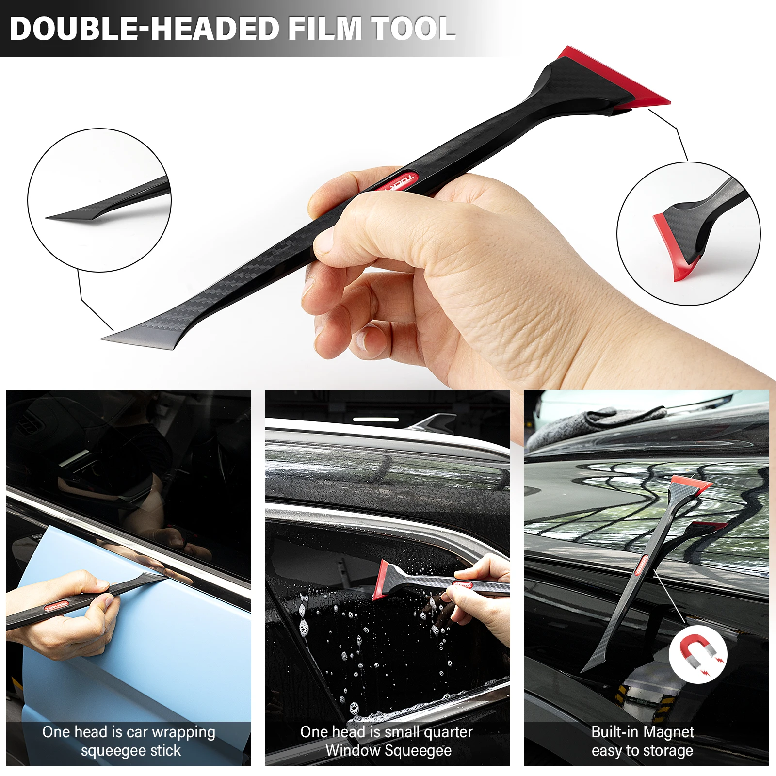 FOSHIO Car Tint Film Installation Multi-Size Squeegee Set Vinyl Wrap Tucking Windshield Glass Cleaning Scraper Wash Accessories