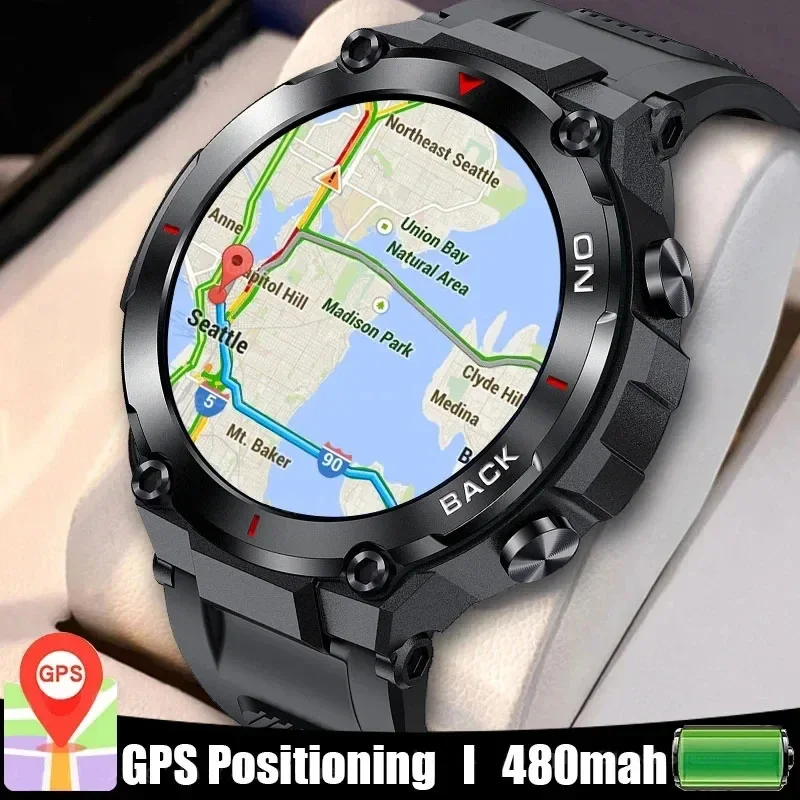 Men's GPS Smart Watch Outdoor Sports Fitness Bracelet Watch 24H Health Monitoring Tracker Waterproof Smart Watch 480mah Battery