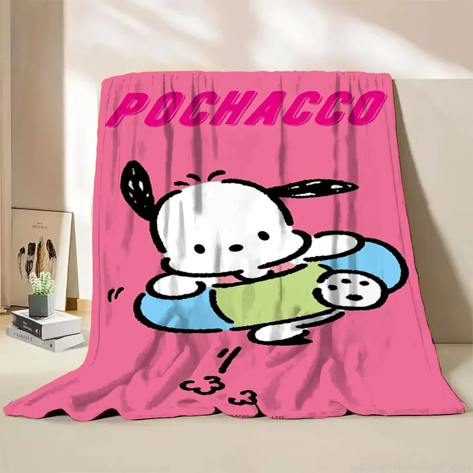 

Sanrio Pochacco Cartoon Flannel Throw Blanket for Bedroom Bed Sofa Lunch Break Picnic Travel Blanket Children's Adult Soft Gifts