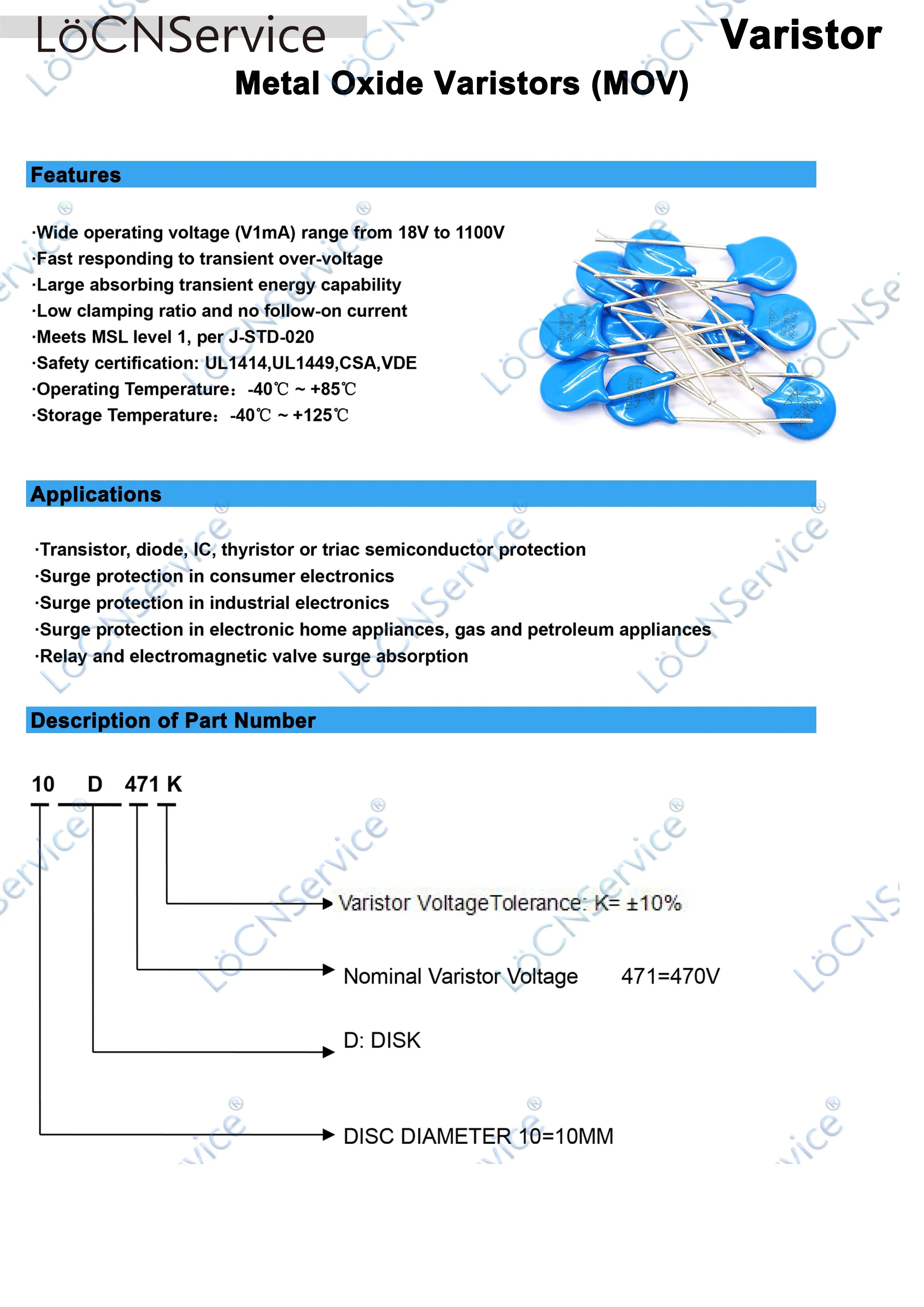 20MM 20D 250PCS 20D621K 20D681K 20D751K 20D821K 20D911K 20D102K 20D112K Warystor