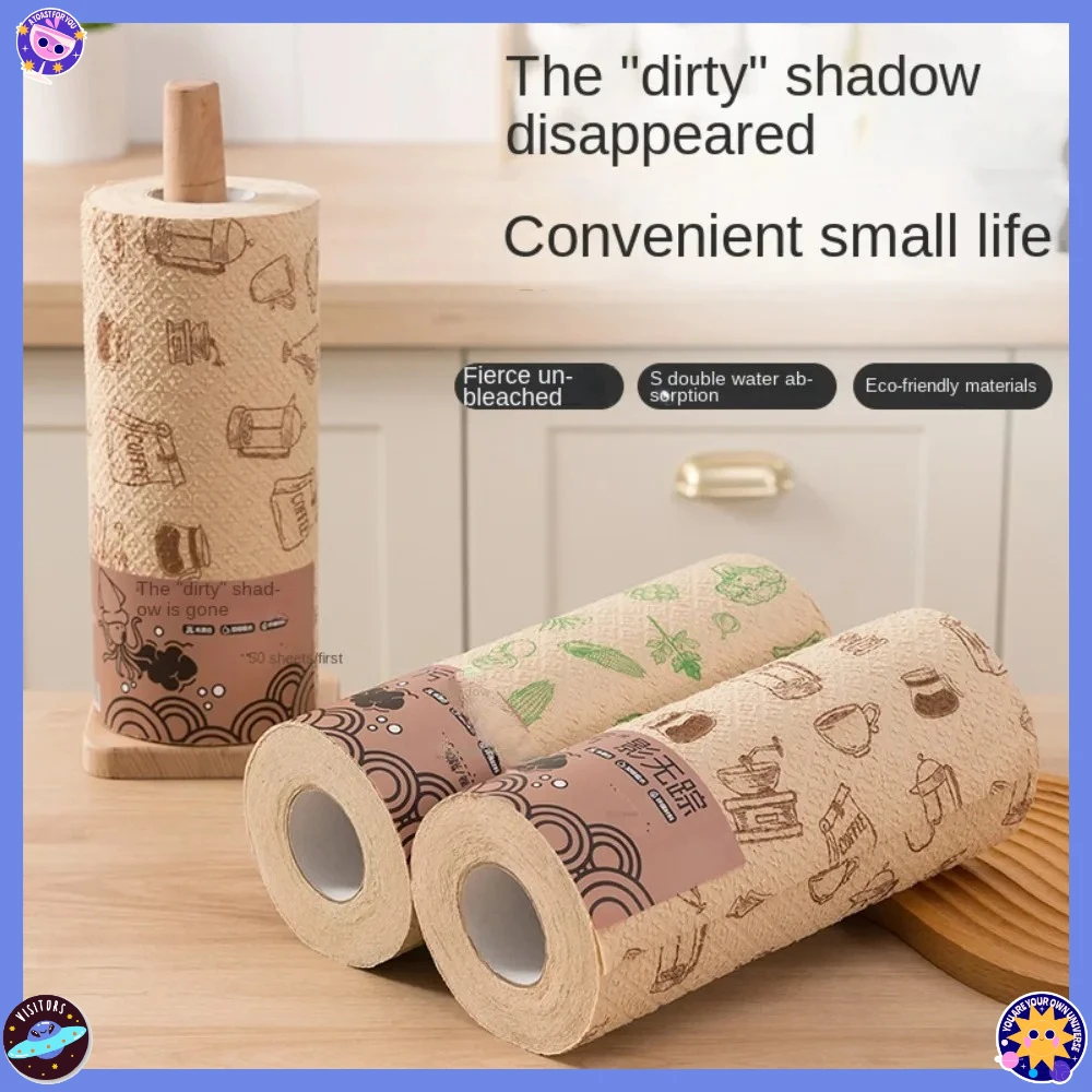 50Pcs/Roll Super Absorbent Microfiber Towel Non-stick Oil Thickened Kitchen Cleaning Dishcloth Kitchen Cleaning Cloths Household