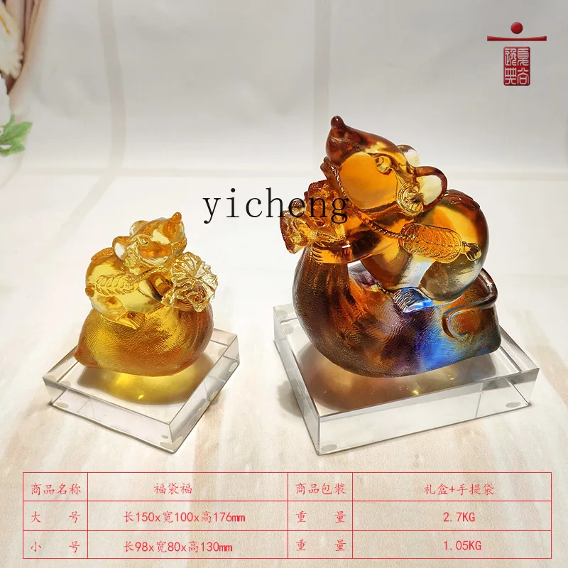 XL المزجج زخرفة صغيرة الماوس زودياك التميمة غرفة المعيشة مدخل الديكور الحرف اليدوية